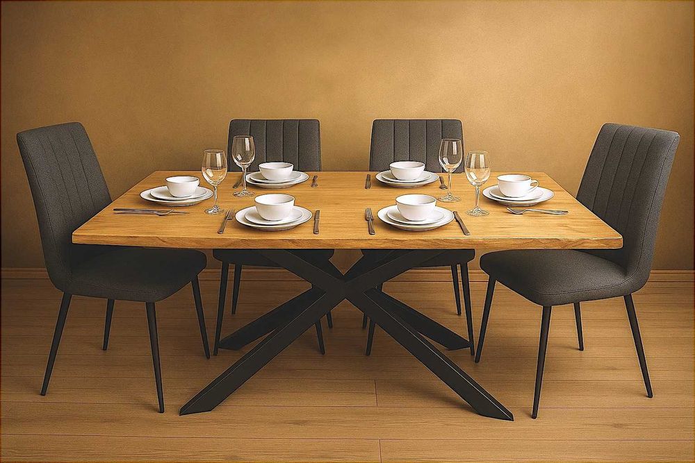 Stół Pająk Dębowy LOFT, 100% Lite Drewno DĄB, Rozkładany.