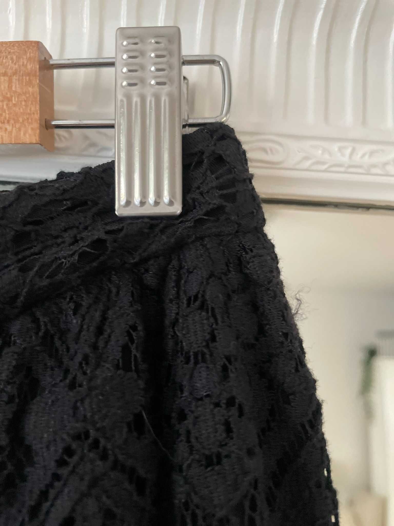 H&M spódnica czarna koronkowa midi elegancka wizytowa S 36 M 38