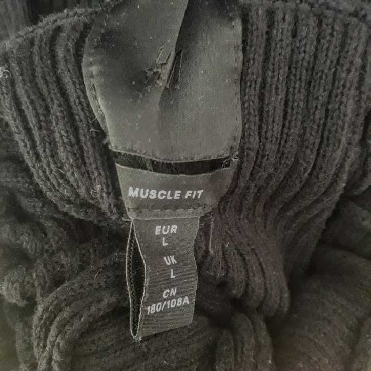 Gruby, czarny sweter - H&M, 100% bawełna