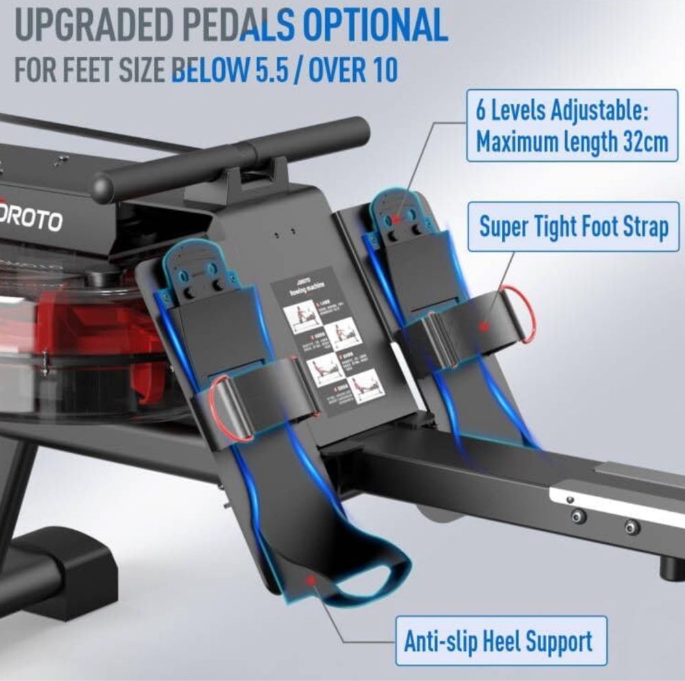 JOROTO Wioślarz wodny do 150 kg, z oporem wody, Bluetooth NOWY