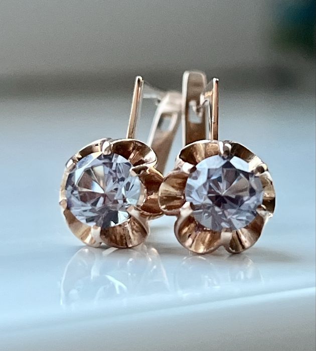 Золотые серьги СССР с александритом.Золоті сережки  радянські