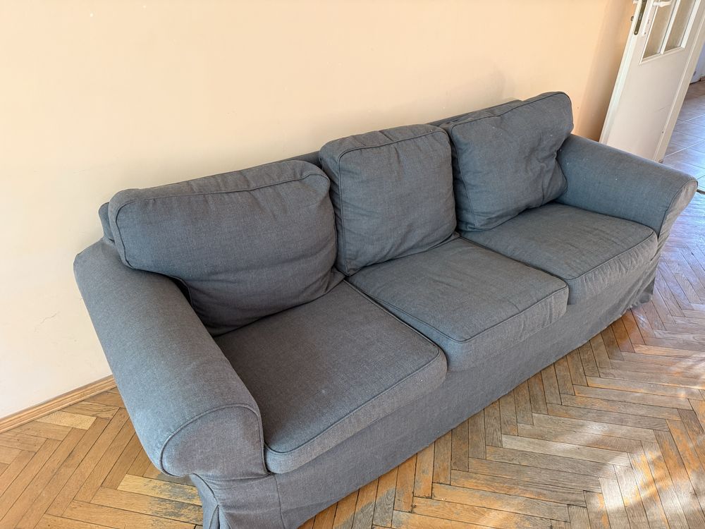 Sofa Ektrop Ikea 3 -osobowa, kolor ciemnoszary, zdejmowane pokrycie