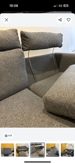Sofa IKEA 3 lugres + 3 apoios de cabeca + repousa pes (chaise long)