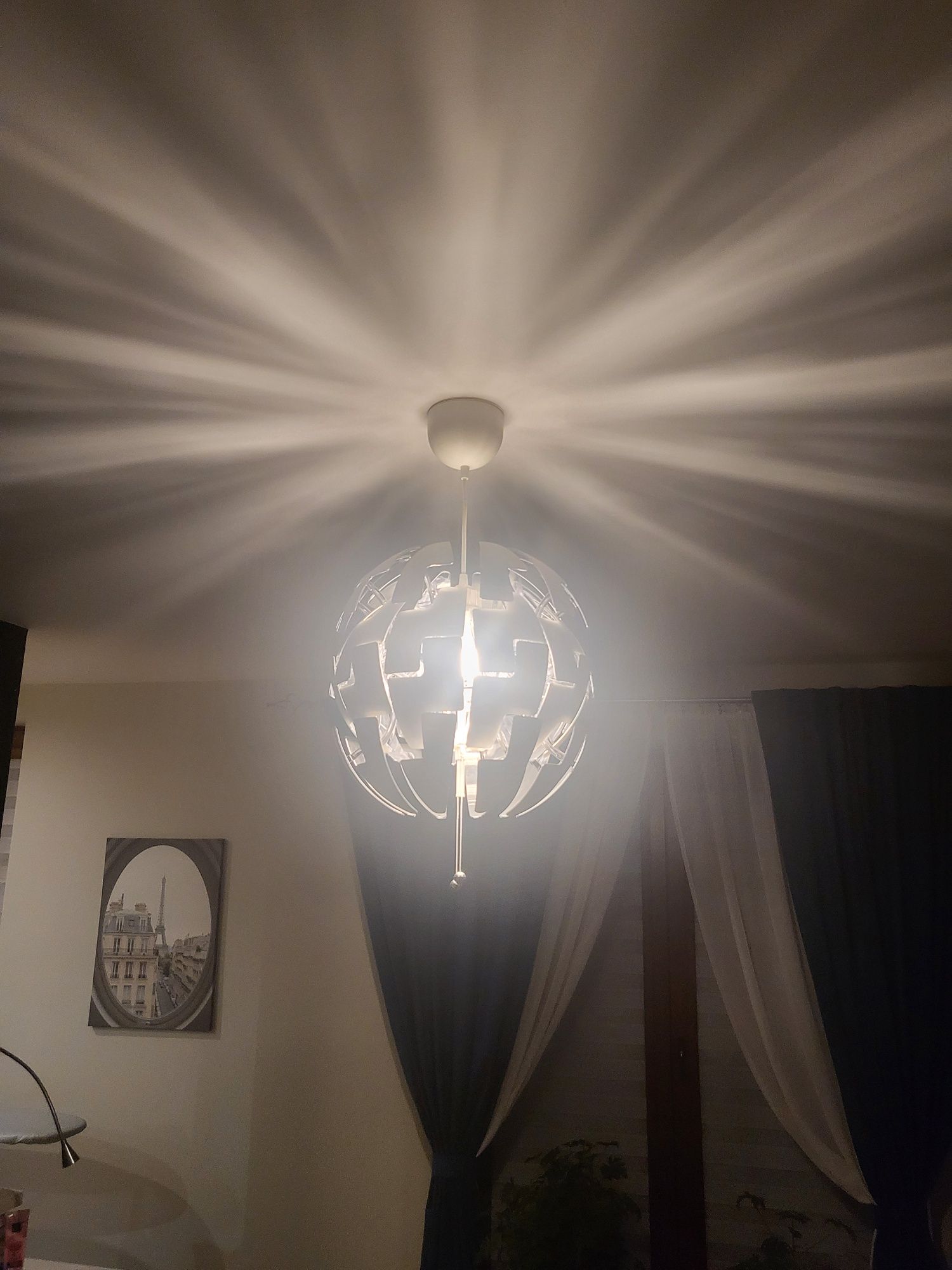 Lampa IKEA PS 2014 biała/ srebrna kula