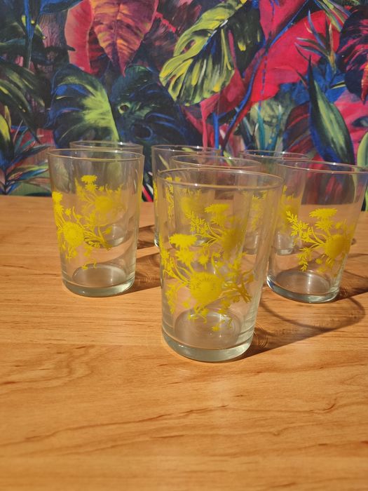 Szklanki żółte ręcznie malowane