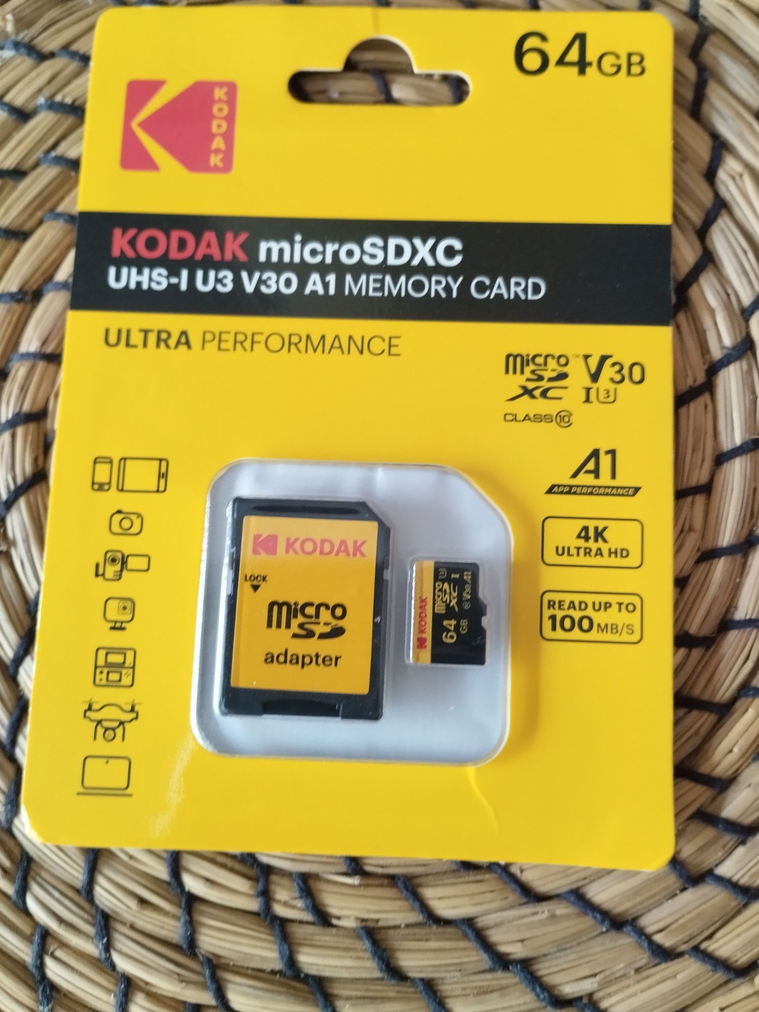 Cartão de memória Kodak 64 GB + adaptador para PC