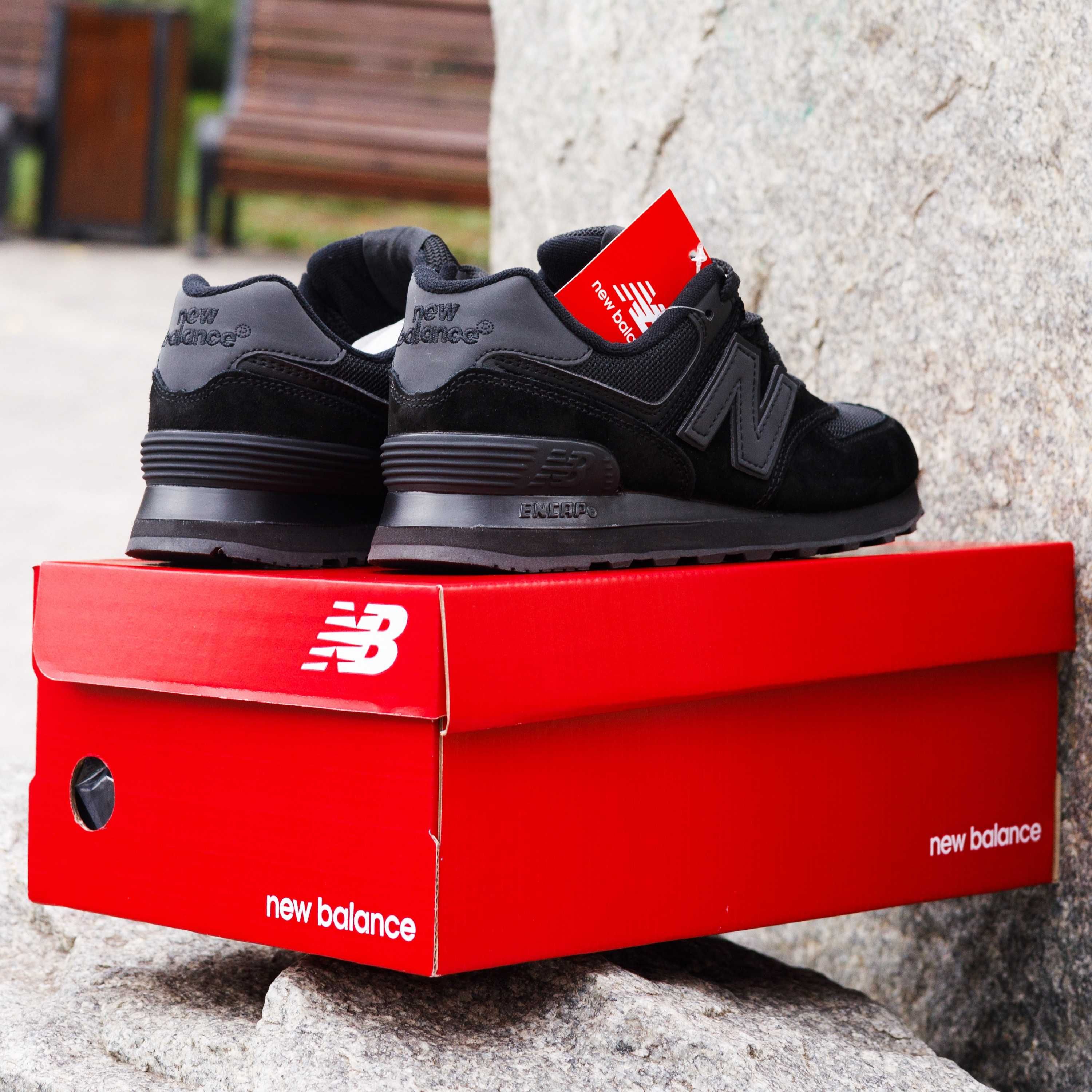 (1560) Кросівки New Balance 574 повністю чорні (36-39) нб ню беленс
