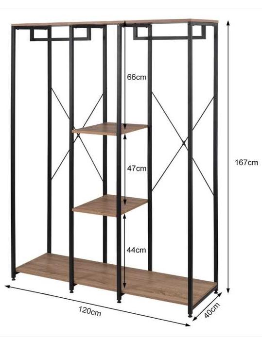Szafa Woltu 120 x 167 x 40 cm czarny