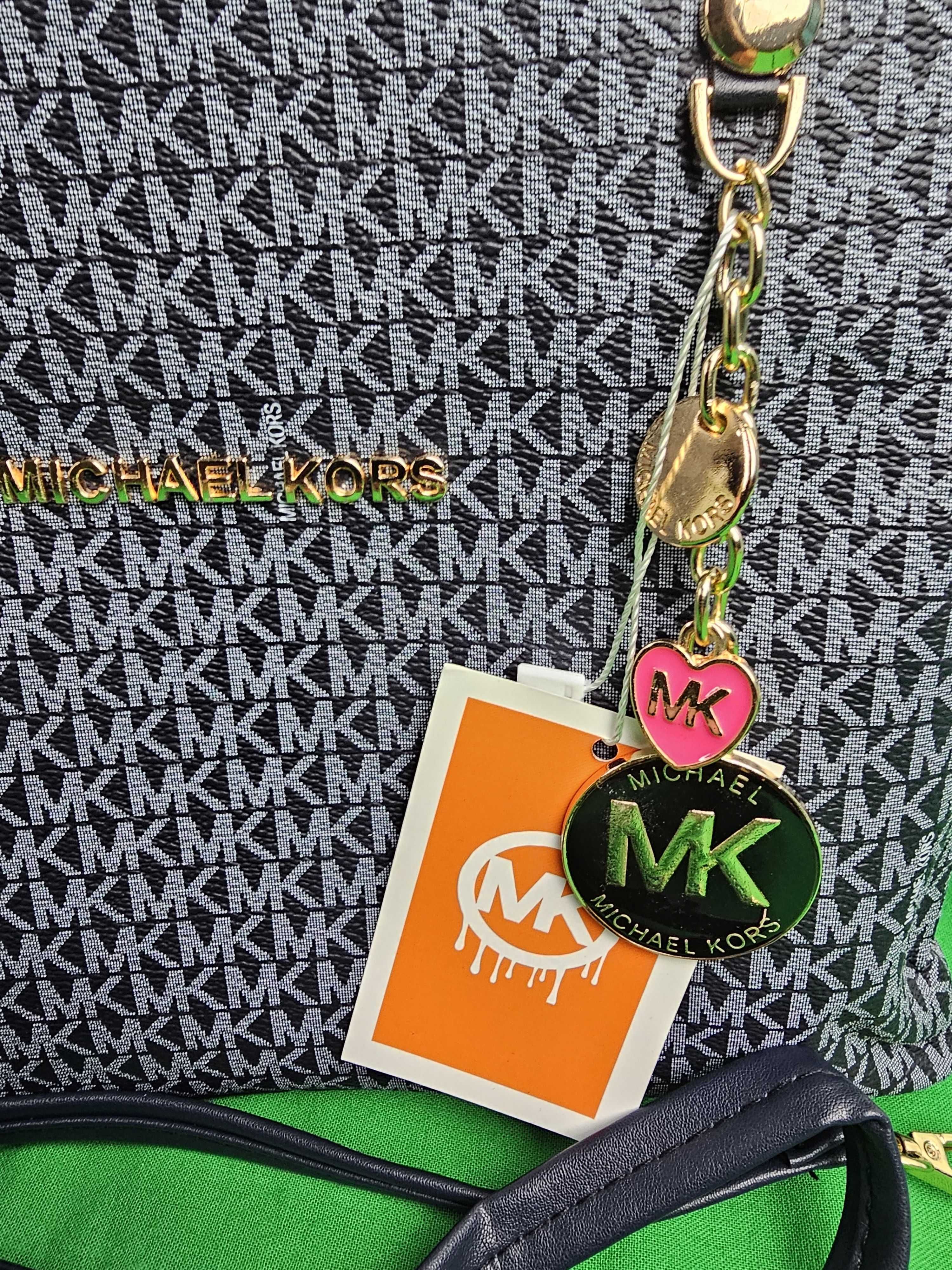 Torebka MK srednia Torba grafit Michael Kors z dlugimi raczkami pasek