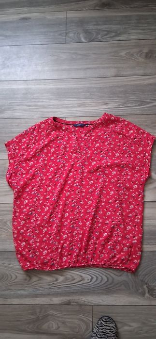 TOM TAILOR 40/L śliczna luźna czerwona w łączkę lekka przewiewna