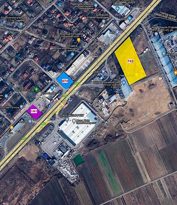 Продаж, фасадна ділянка під комерцію, поряд АТБ. Гатне 3 км від Києва