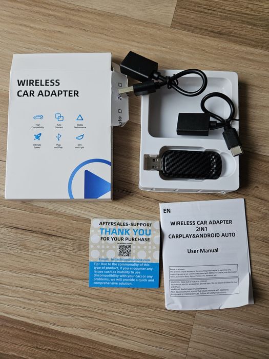 Adapter bezprzewodowy do CarPlay i Android Auto – 2w1, nowy, w opakowa