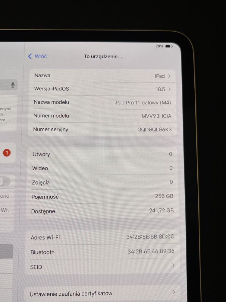 Tablet Apple iPad Pro M4 11" 2024 5 generacji 256 GB Wi-Fi Srebrny
