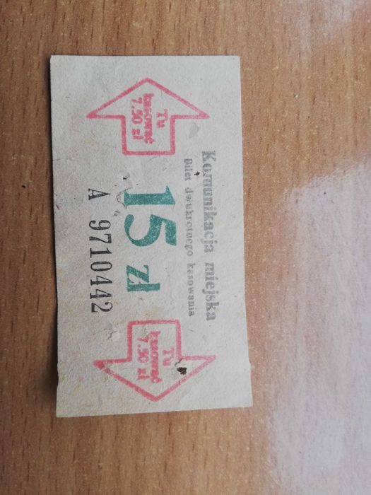 Bilet tramwajowy lata 80