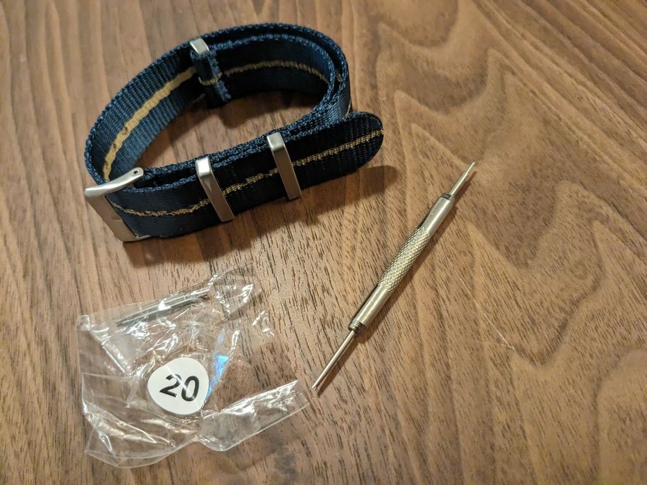 Bracelete NATO - azul khaki - 20 mm - nova