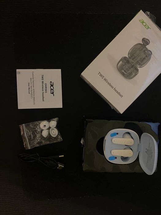 ACER навушники блютуз - коробка інструкція вкладиши зарядний кейс