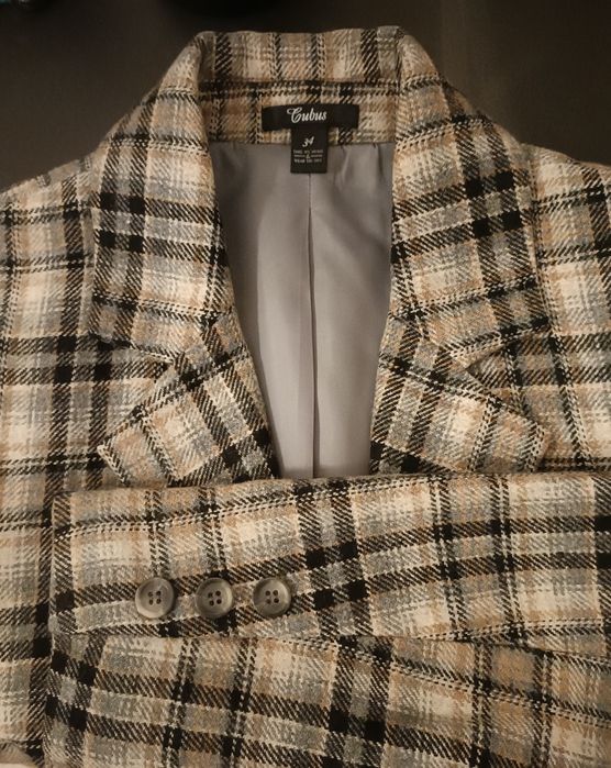 Marynarka w kratę z wełną