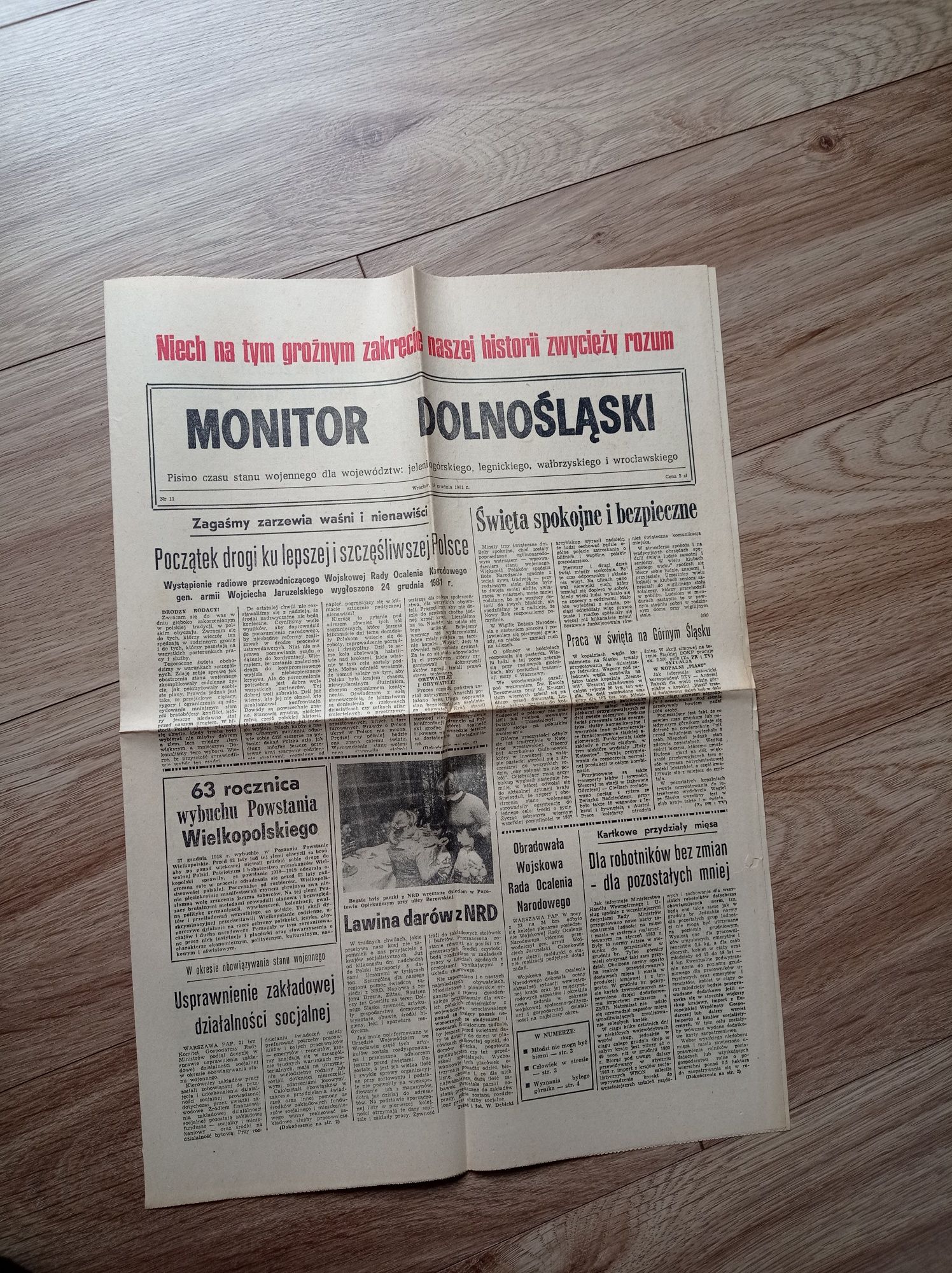 Monitor dolnośląski gazeta 28grudnia 1981