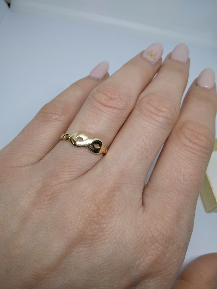 Złoty pierścionek z nieskończonością złoto 585 R14   154