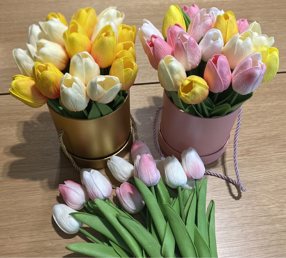 Flower box tulipany urodziny imieniny Dzień Mamy