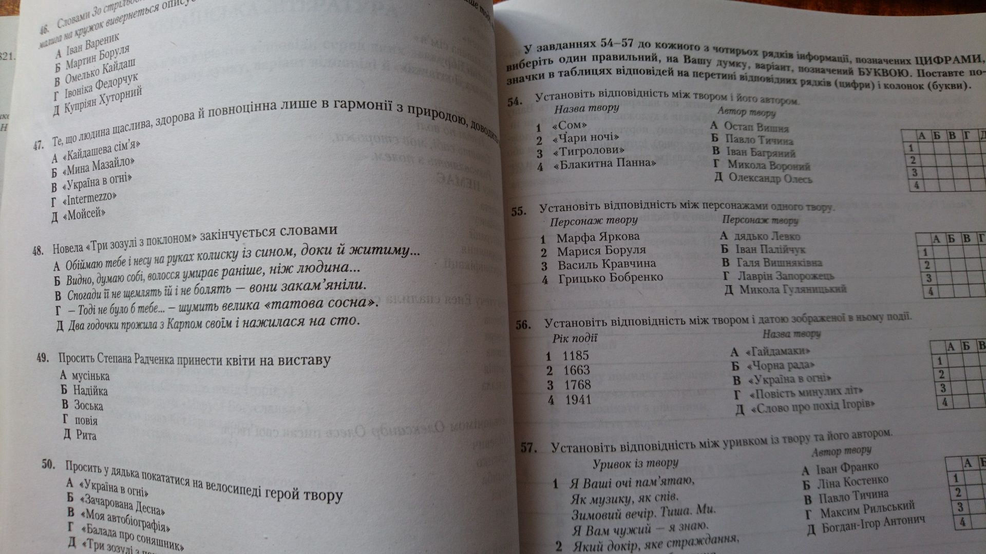 Українська мова і література. Збірник завдань (тестів)/ЗНО. ІІ частина