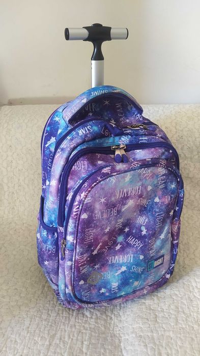Plecak szkolny na kółkach, Kosmos, fioletowy, St.Right