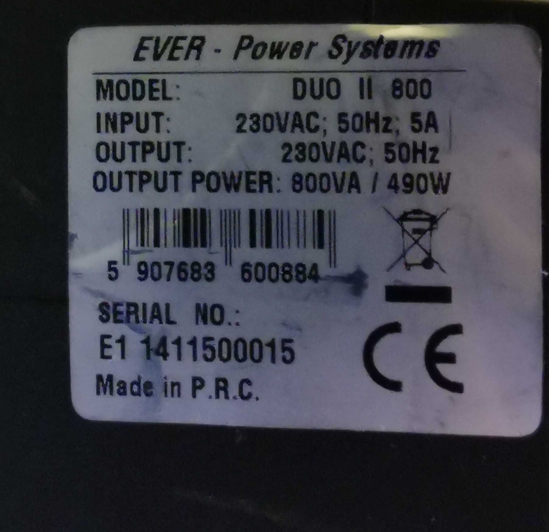 UPS EVER Power Systems DUO II 800