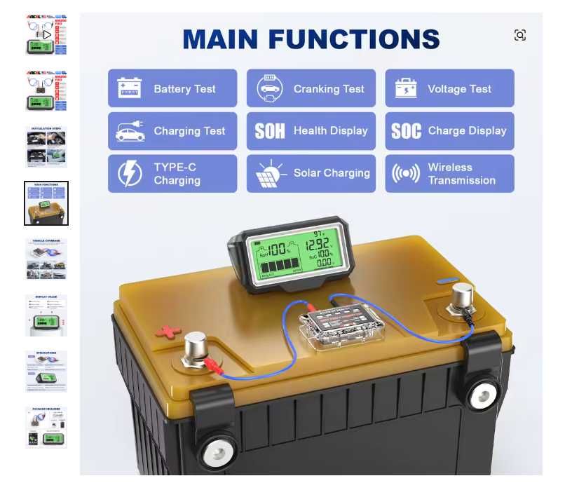 Індикатор стану акумулятора ANCEL BM200 PRO 12V Тестер  аккумулятора