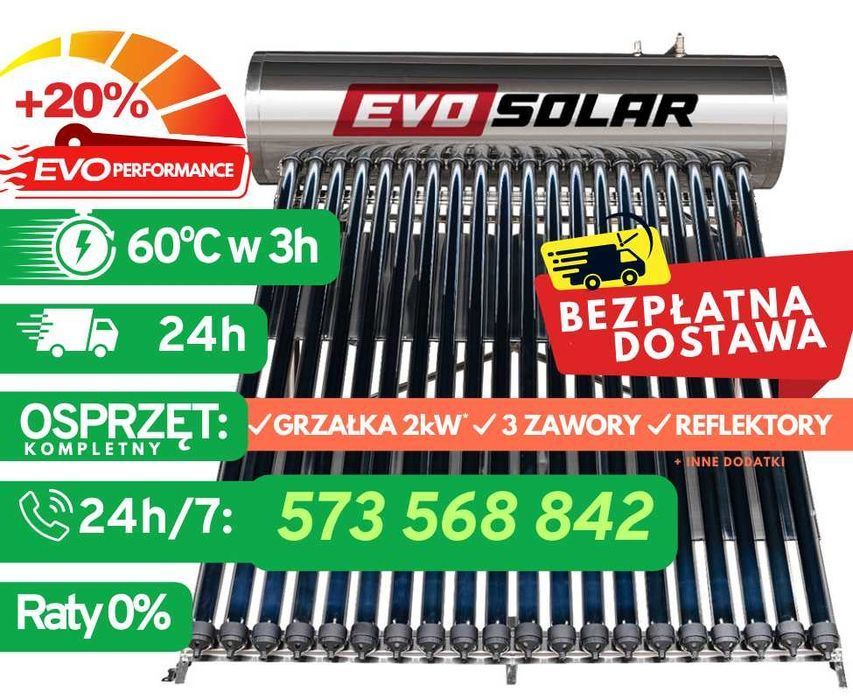 Kolektor słoneczny 100l, 150l, 200l, 240l - EVO Solar - kolektoreo.pl