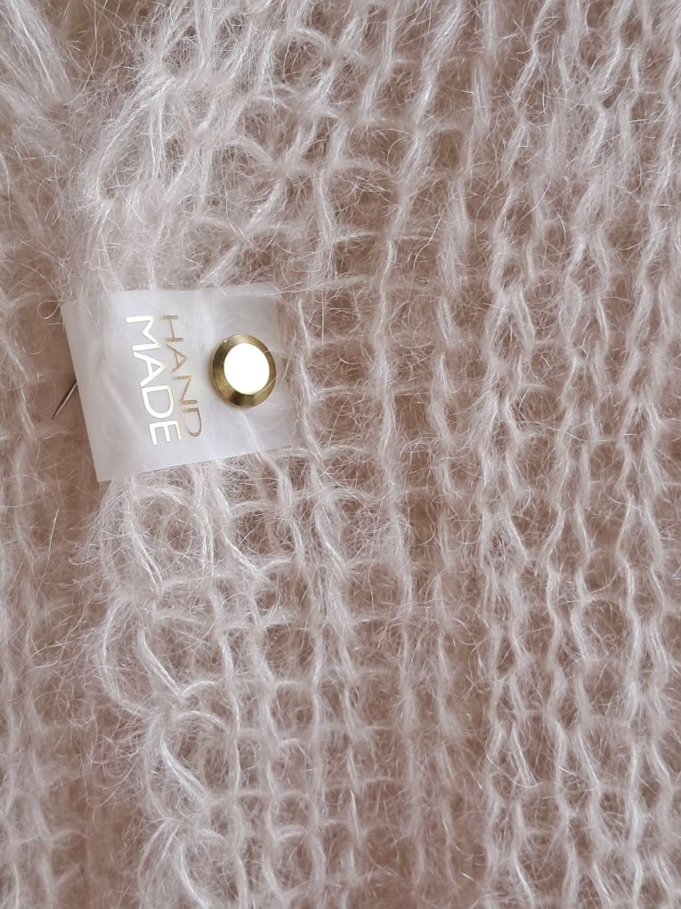 Delikatny kardigan moher z jedwabiem. Handmade.