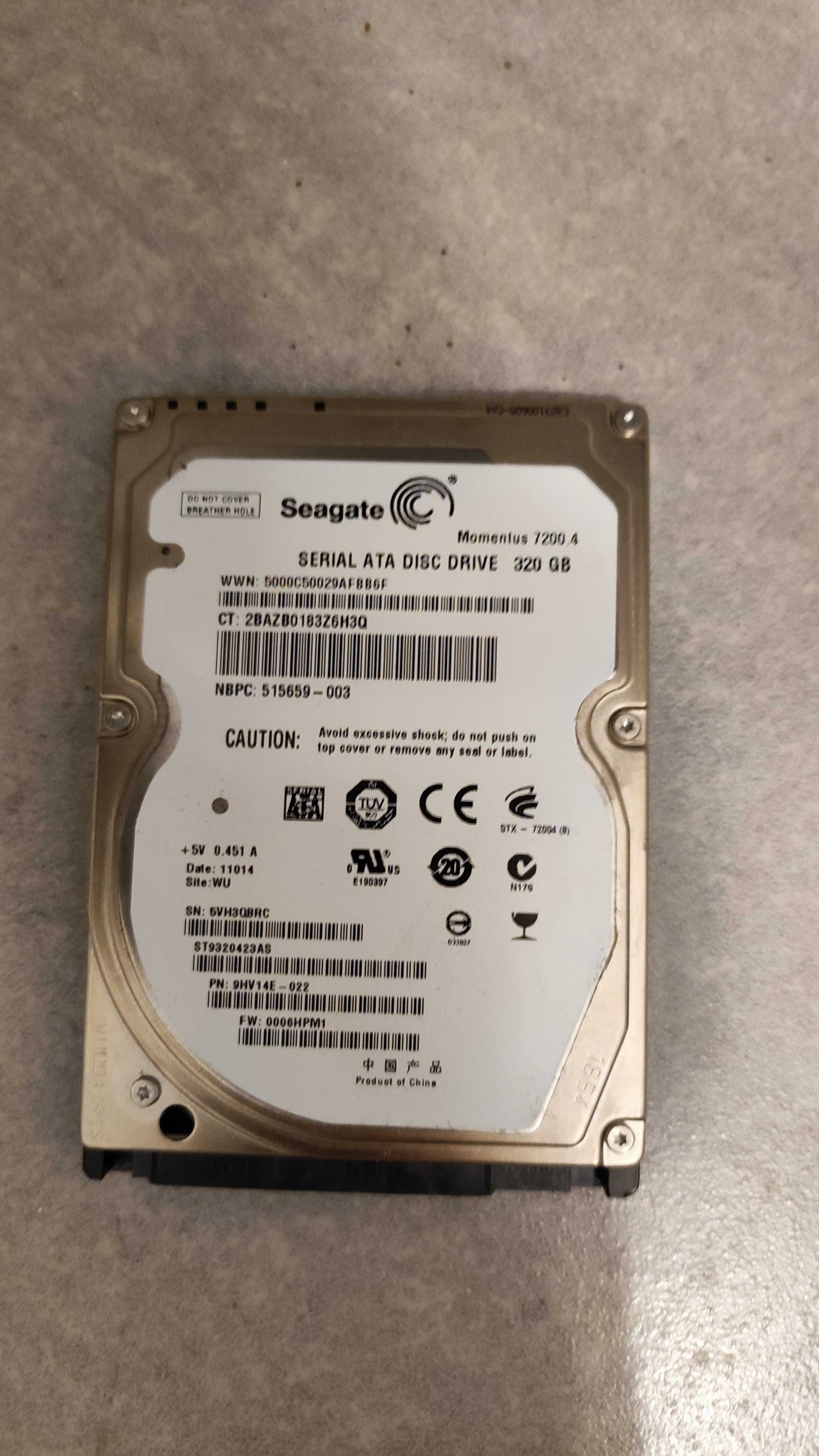 Жесткий диск, винчестер, HDD 2.5 для ноутбука 320 GB Seagate