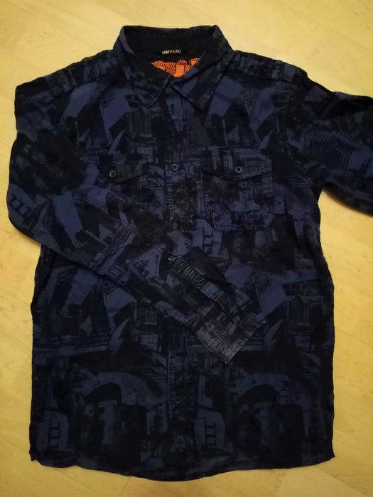Bawełniana koszula marki H&M Young, dla chłopaka, r.S, (14-15 lat)