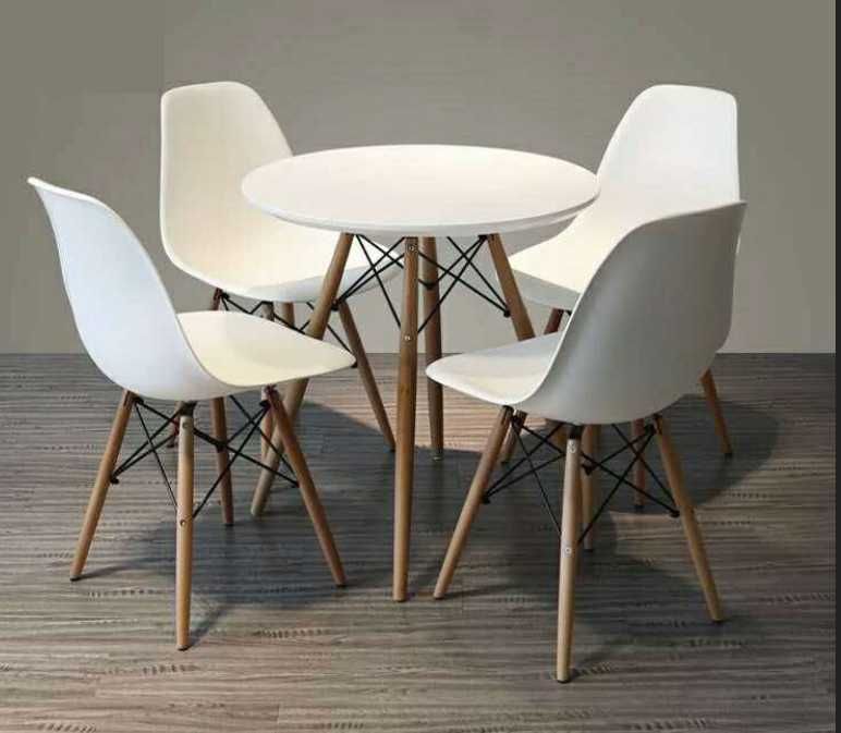 Duży stół + 4 krzesła białe skandynawskie 80cm ZESTAW NOWE