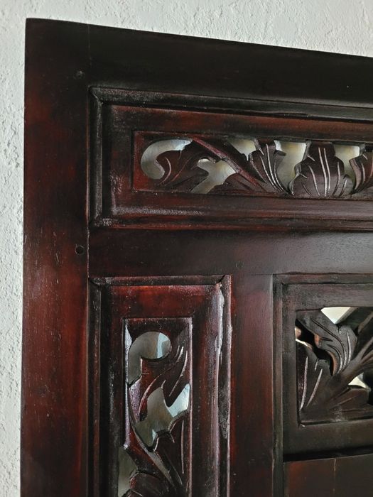 Lustro w stylu kolonialnym drewno egzotyczne