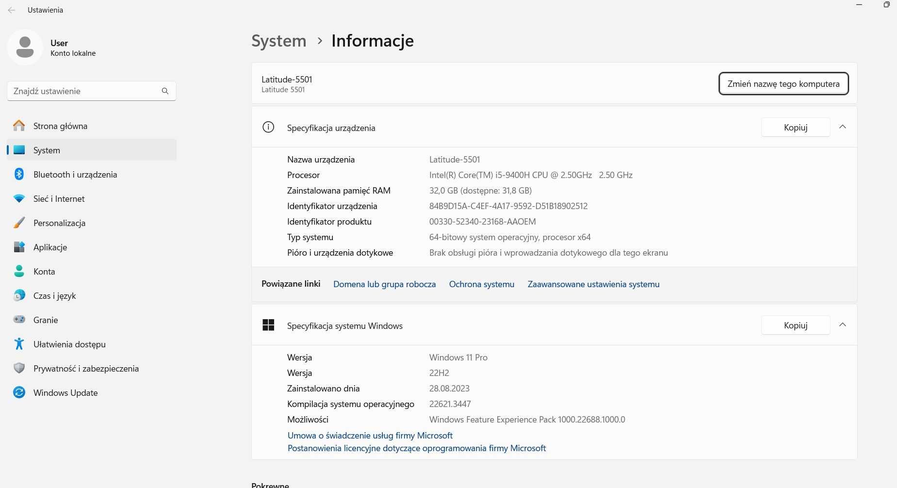 Dell Latitude 5501 i5 9500H 32GB 1TB SSD Samsung LTE Modem Office 5500