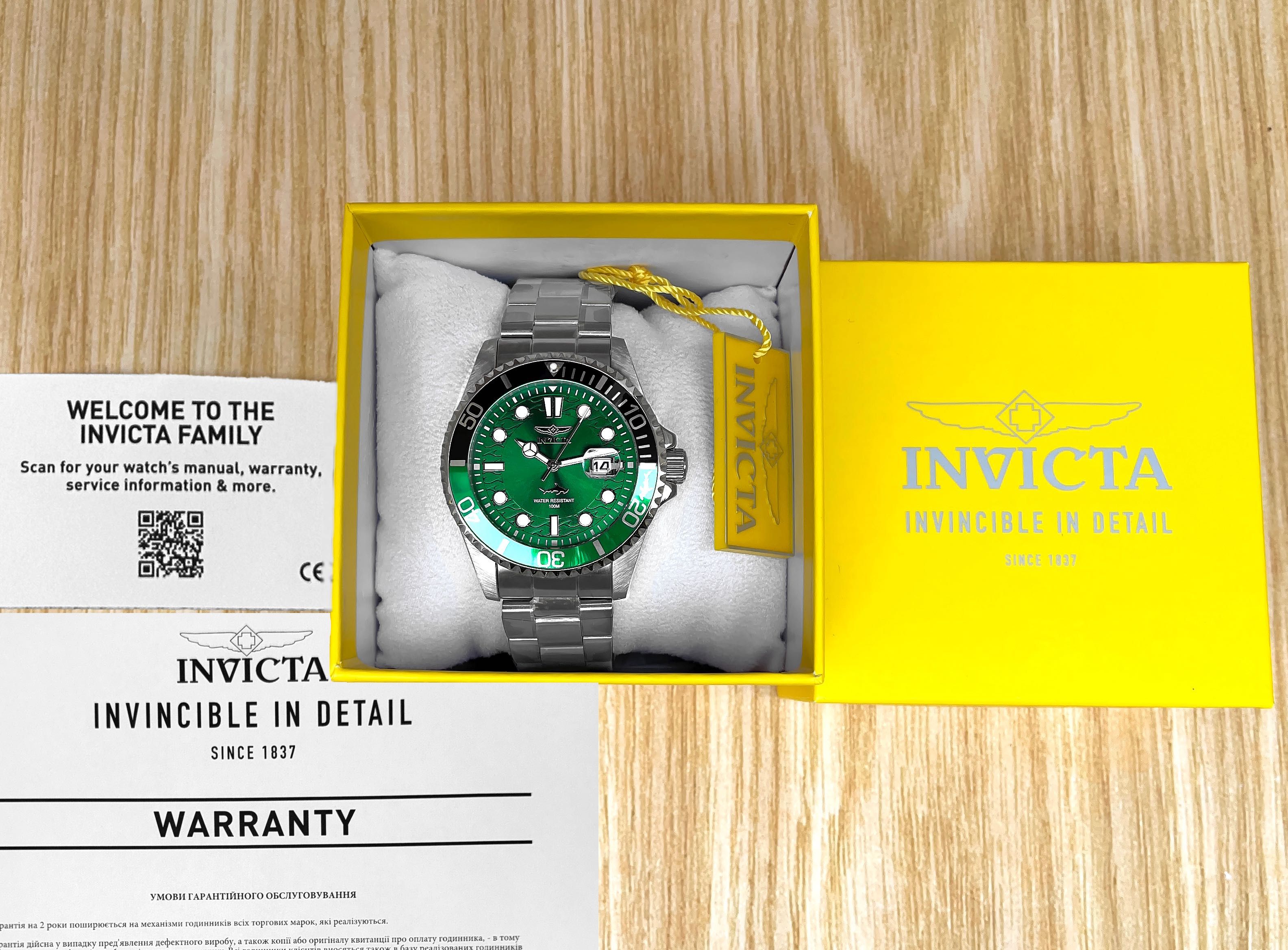 Мужские часы Invicta 30808 Pro Diver 43 mm. Master of the Oceans Green