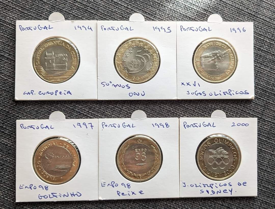 Lote 6 moedas comemorativas 200 escudos