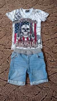 Детские джинсовые шорты и футболка