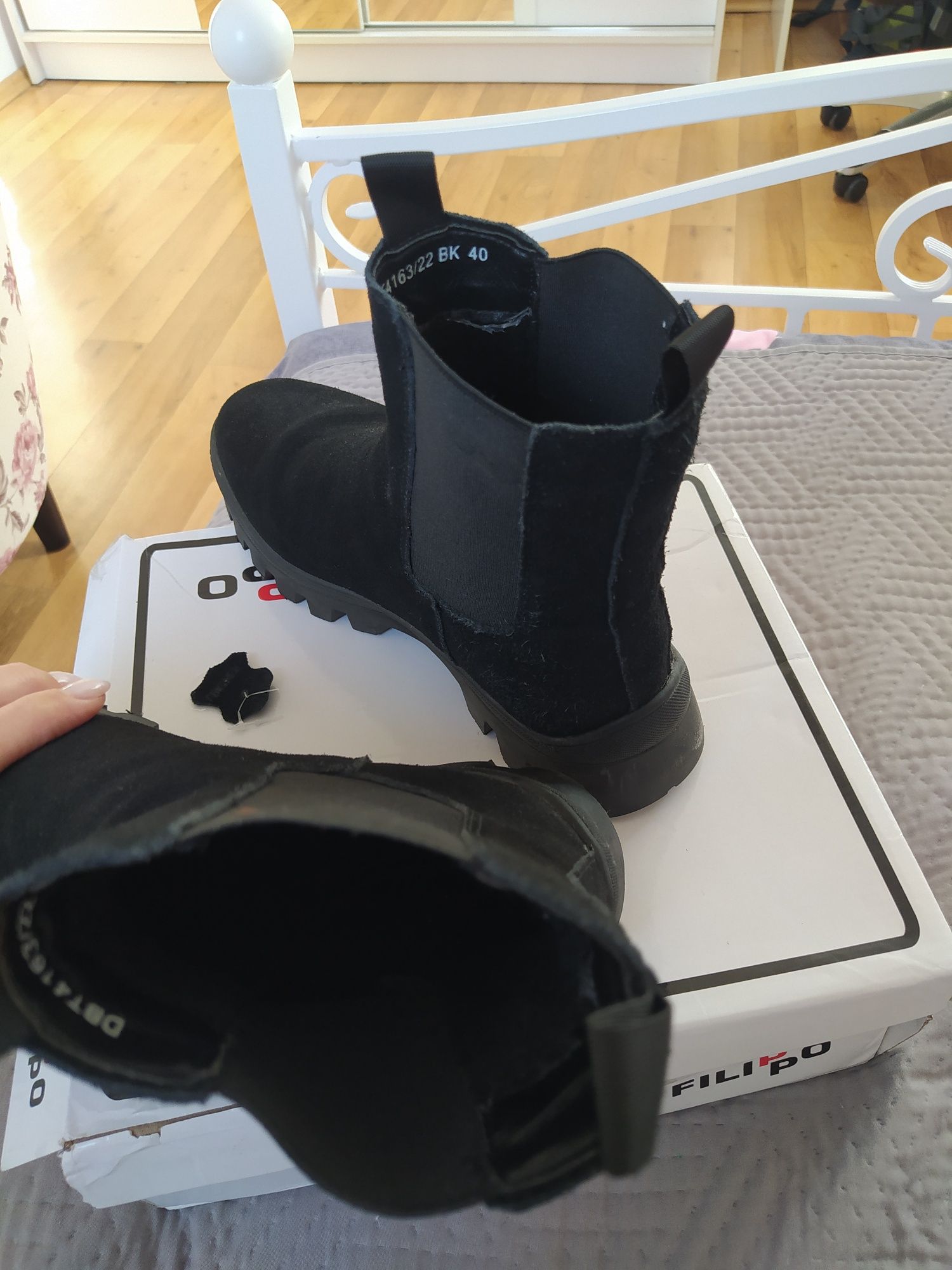 Buty czarne skóra zamszowe trapery  jesień zima 40 Rusin oh butik jak