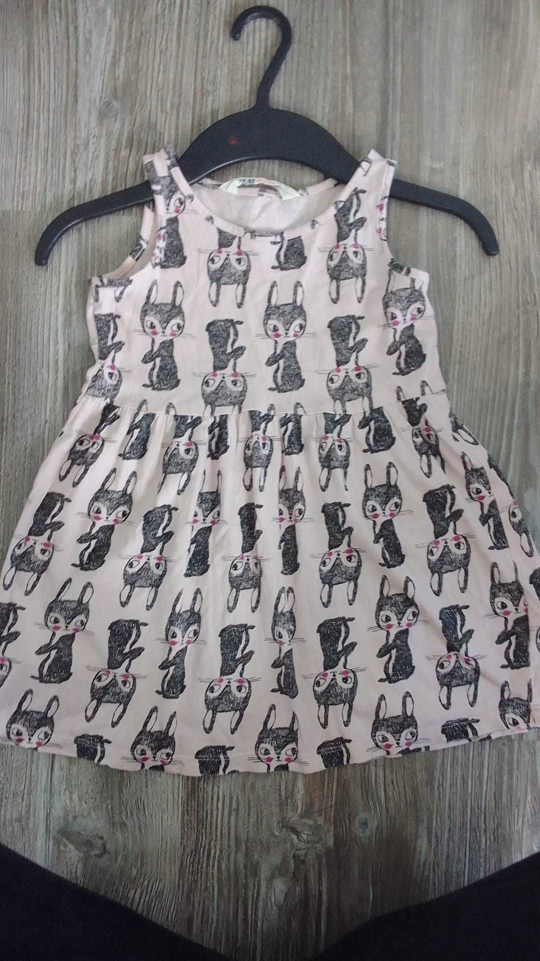 Sukienka na ramiączkach na lato 98/104 H&M króliki 3 latka