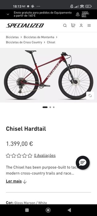 Bicicleta nova, Specialized Chisel, roda 29