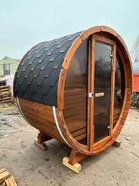 Modern Sauna Beczka 150cm Panorama Szyba Harvia 6kW Sauny Ogrodowe Tub