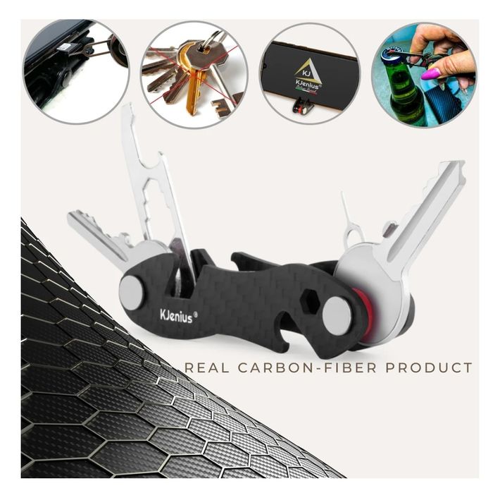 KJENIUS Leonardo RFID Smukły portfel męski z ochroną RFID z włókna węg