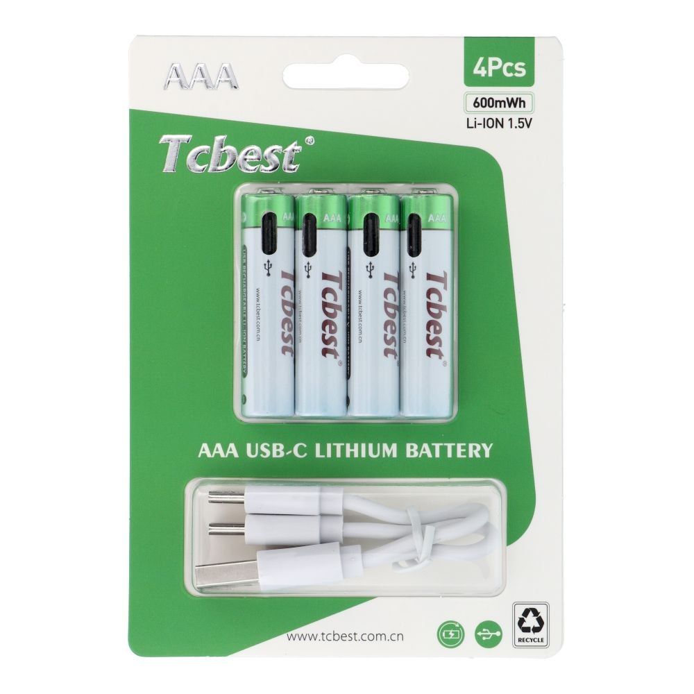 TCBEST bateria akumulatorowa R3 (AAA) 180 mAh z gniazdem Typ C