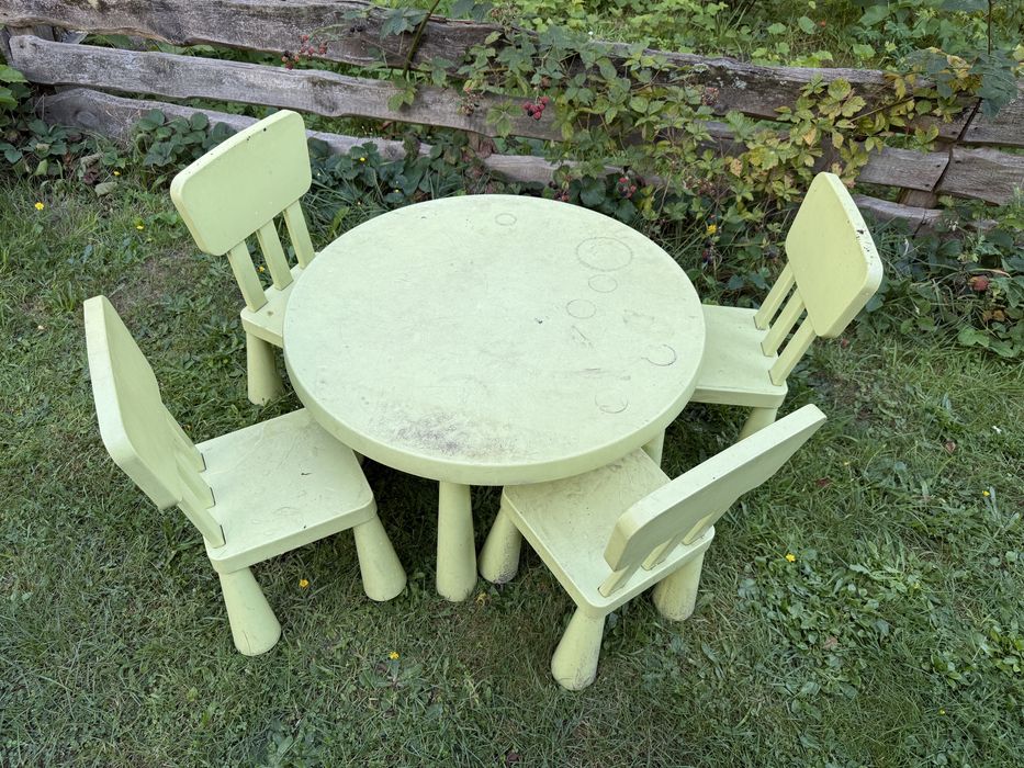 Stolik dzieciecy ikea zieoony z krzeslami