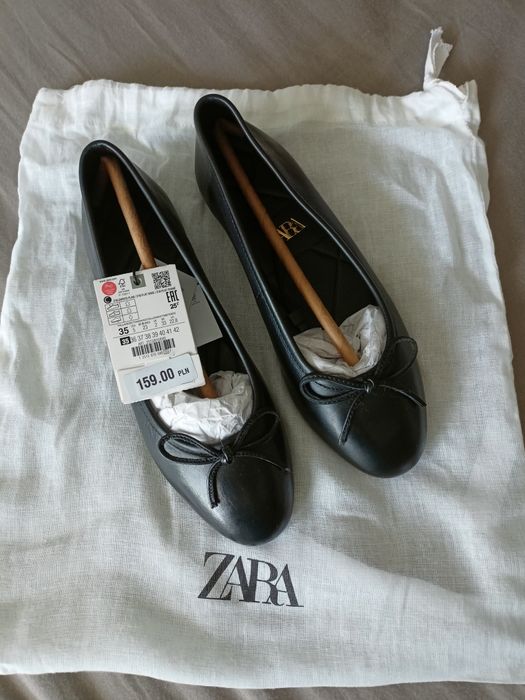 ZARA czarne balerinki, skóra, r. 35 w cenie zakupu!