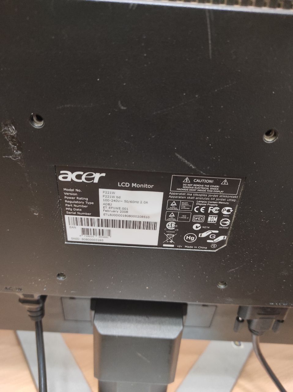 Lcd Монитор acer P221W