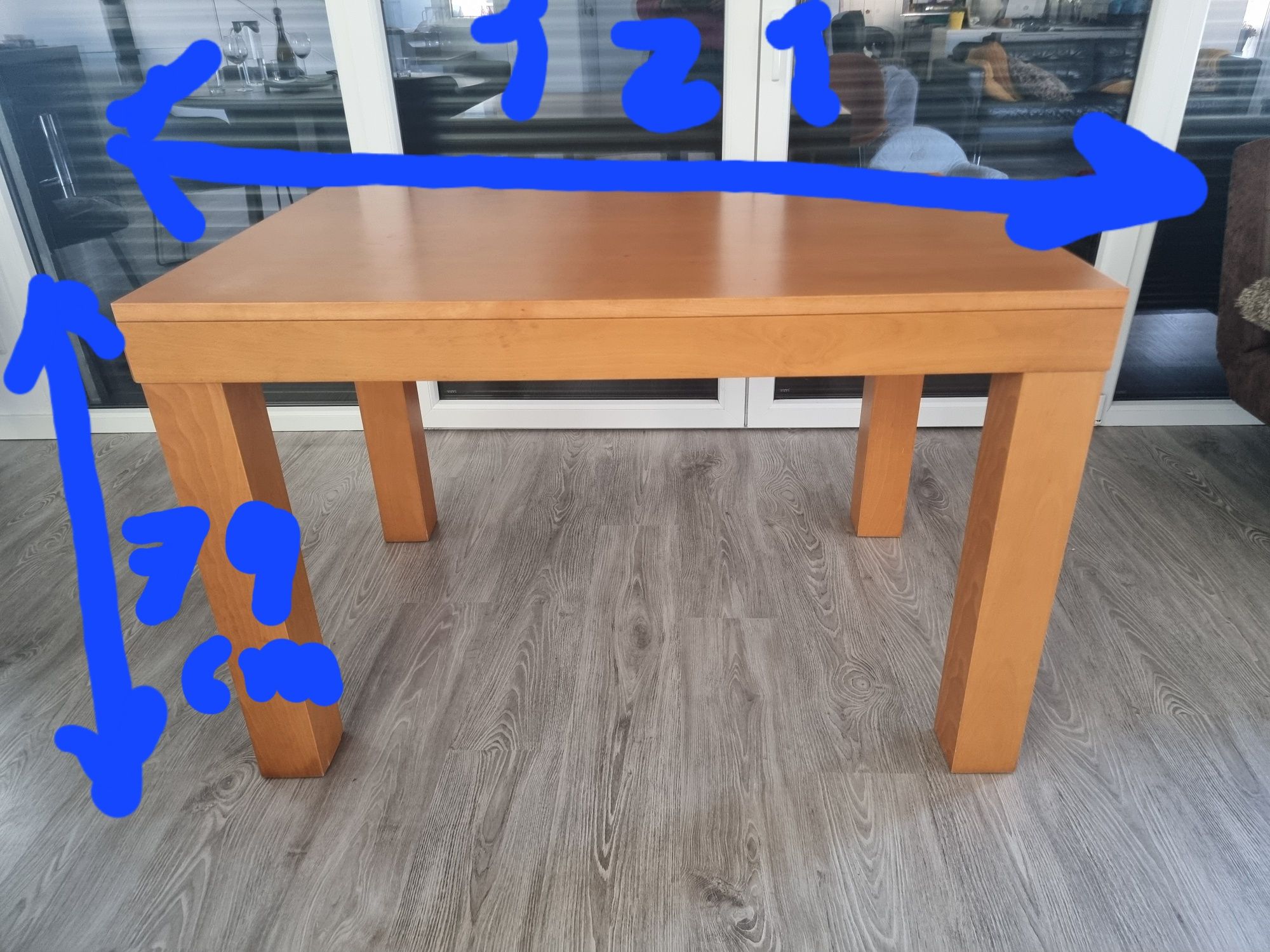Mesa de jantar extensivel em 3 posições : 120 ou 161 ou 201 cm.