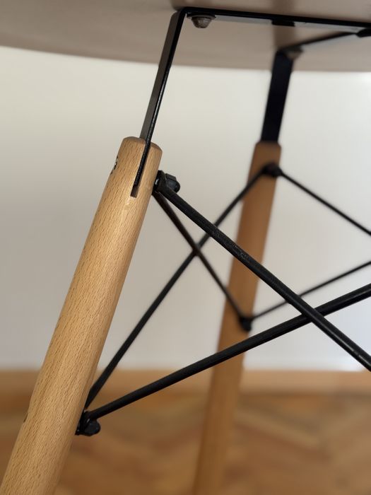 Stół okrągły biały skandynawski 80 cm, drewniane nogi, bardzo stabilny