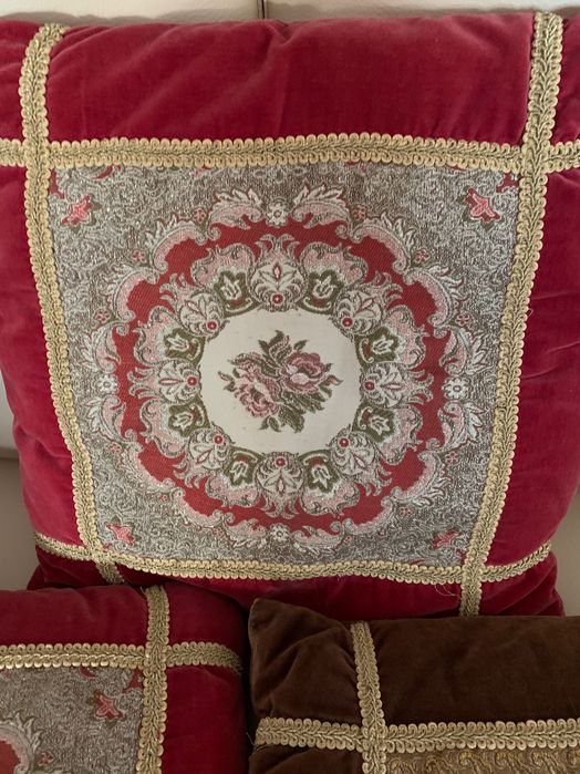 Conjunto 3 almofadas antigas veludo